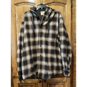 Red Head Mens Brown Ombre Hooded‎ Button Up Shacket Size XL Brown